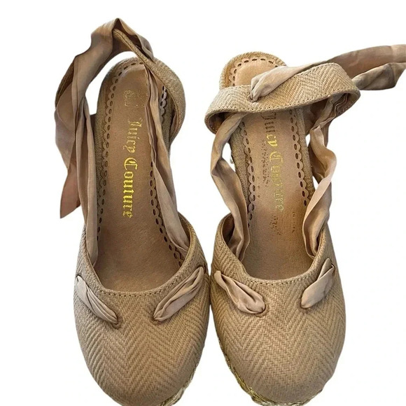 Juicy Couture Smell like couture heels with ribbons ankle straps size 7 - Picture 7 of 13